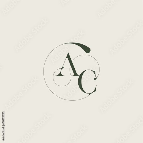 beautifull monogram initial elegant line concept AC feminine wedding style letter