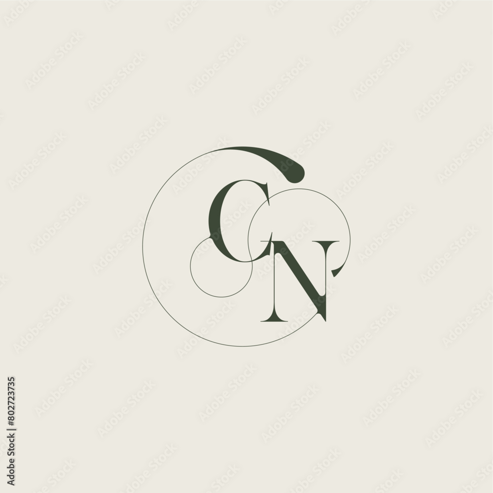 beautifull monogram initial elegant line concept CN feminine wedding style letter