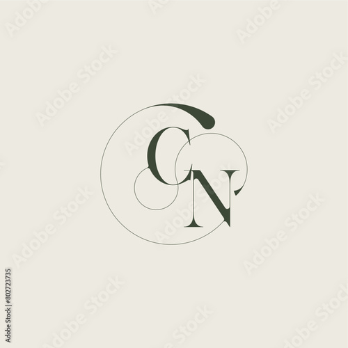 beautifull monogram initial elegant line concept CN feminine wedding style letter