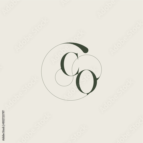 beautifull monogram initial elegant line concept CO feminine wedding style letter