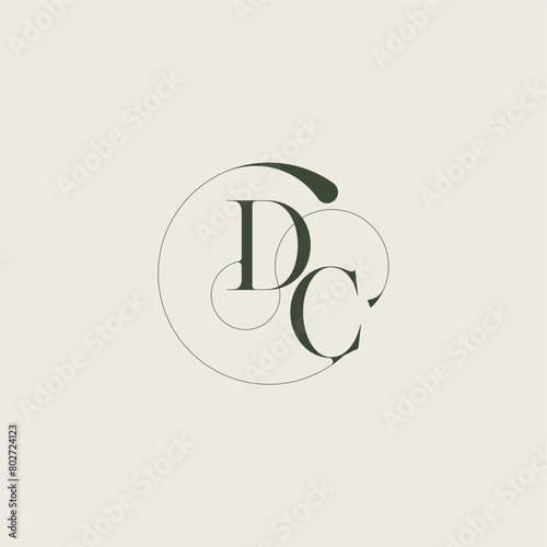 beautifull monogram initial elegant line concept DC feminine wedding style letter