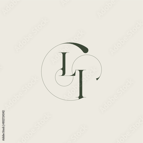 beautifull monogram initial elegant line concept LI feminine wedding style letter