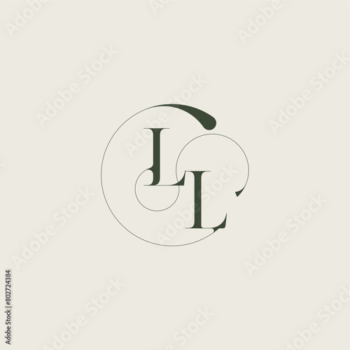beautifull monogram initial elegant line concept LL feminine wedding style letter