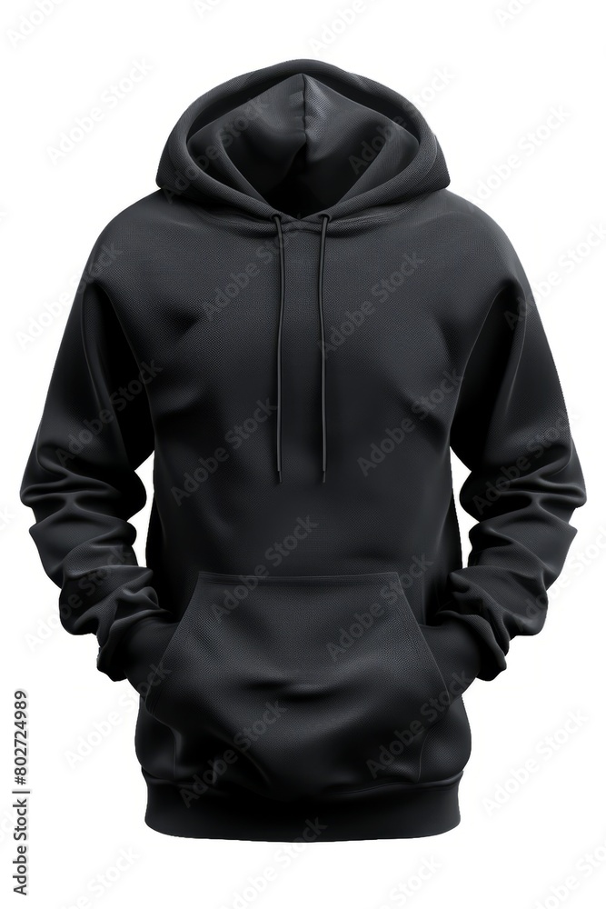 Black Hooded Sweatshirt on Display Against a Neutral Background Black Hooded Sweatshirt on Display Against a Neutral Background