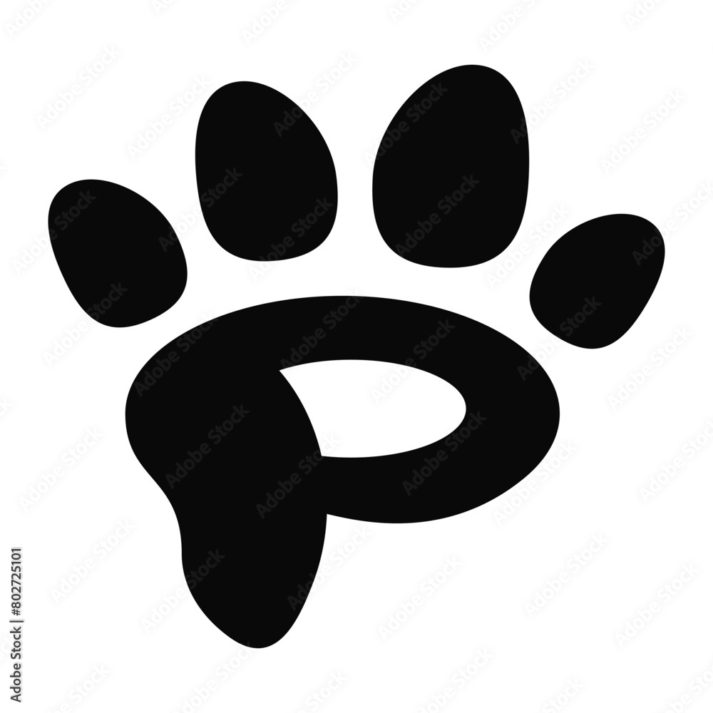 P letter paw pet logo template P letter paw pet logo template