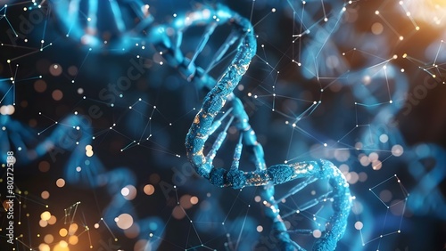 Biotechnology and Scientific Research: DNA Double Helix Against Digital Background. Concept Biology Research, Genetics, DNA Structure, Digital Technology, Scientific Innovation photo