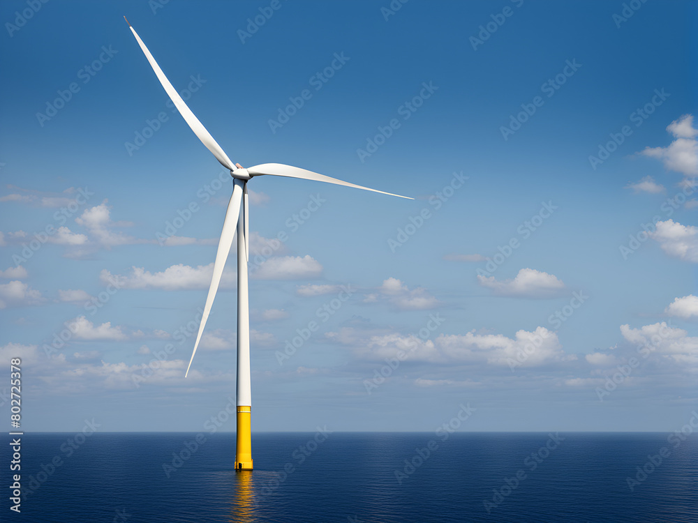 Offshore wind power generation, new energy concepts, wind turbines and the ocean, sustainable development energy and environmental protection background map