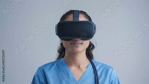 Nurse tends to patients, providing comfort and support with empathy and professionalism with virtual reality sunglass © Tatiana