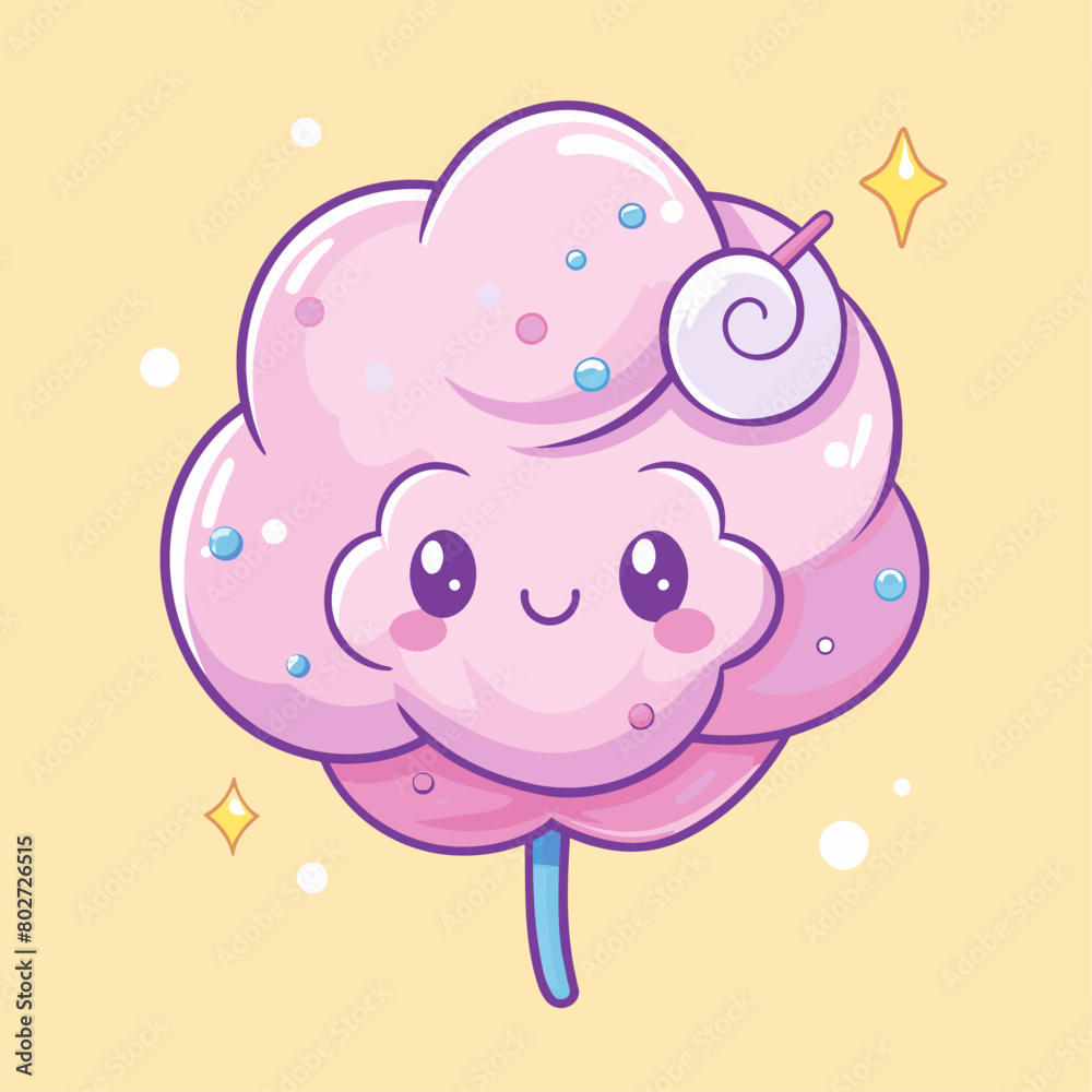 Minimalist doodle featuring a Cotton Candy, Generative AI. Minimalist doodle featuring a Cotton Candy, Generative AI.