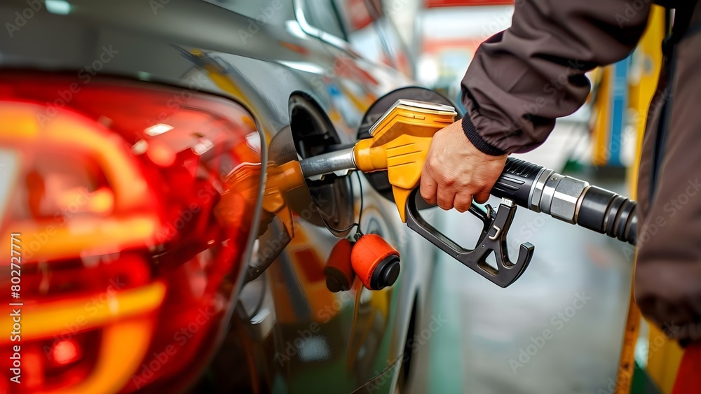Person refueling car at gas station. Concept Gas Station, Fueling, Car ...