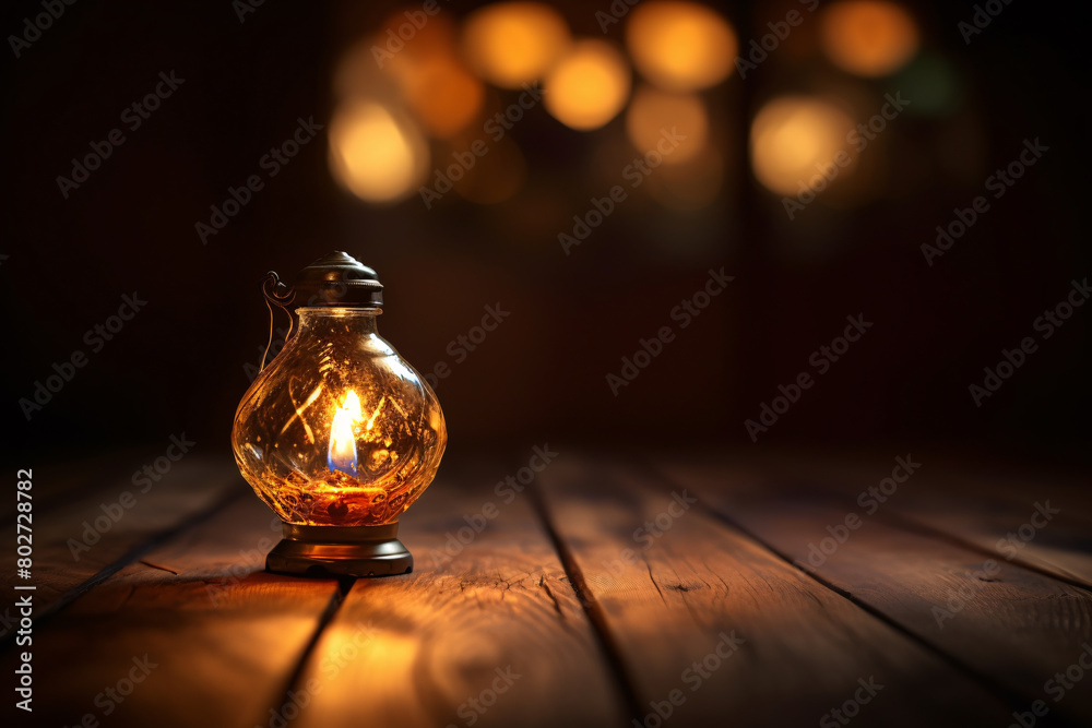 oil lamp isolated with bokeh night background