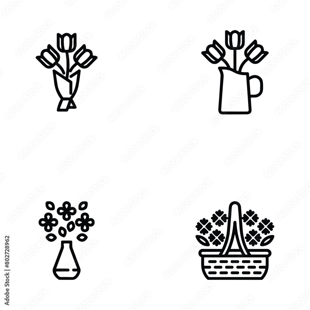 Fototapeta premium Icon set of flower. Editable vector pictograms isolated on a white background.