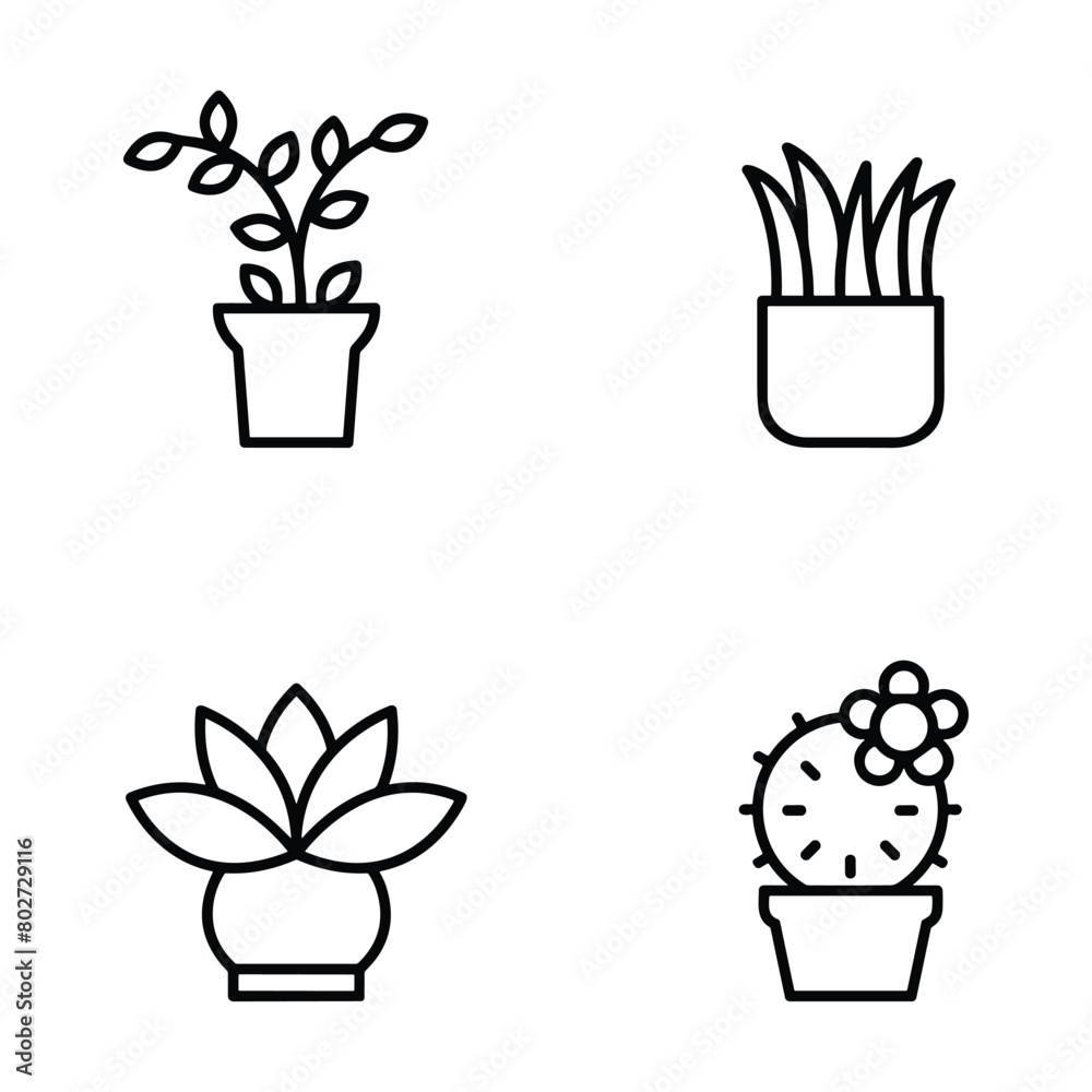 Icon set of flower. Editable vector pictograms isolated on a white background.