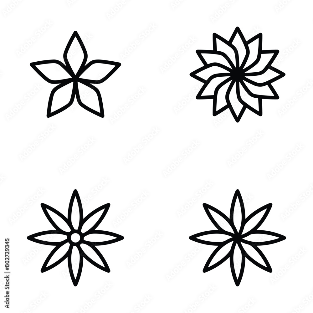 Fototapeta premium Icon set of flower. Editable vector pictograms isolated on a white background.