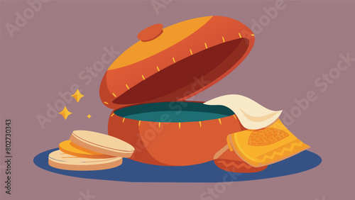 As I lifted the lid a faint scent of mothballs and history wafted out from the stacked layers of fabric and trinkets.. Vector illustration