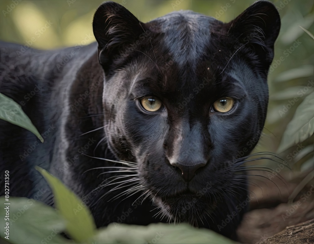 a black leopard standing on top of a field of grass