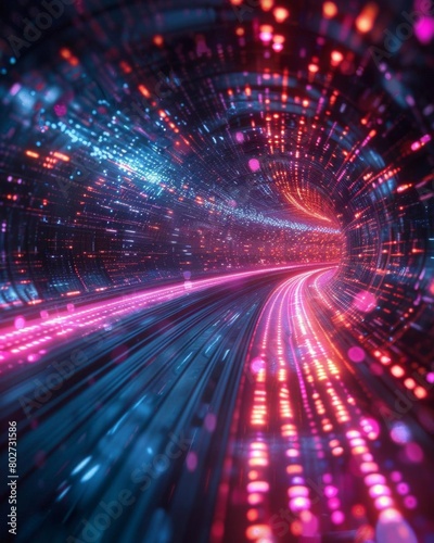 Abstract of a glowing tunnel, futuristic background