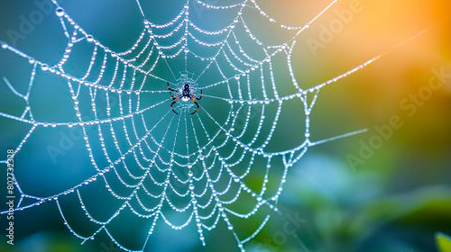 Raindrops cling to a spider's delicate web, transforming it into a glistening masterpiece