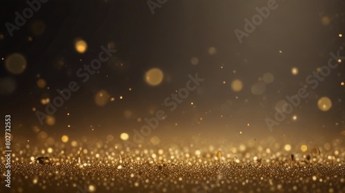 Abstract glittering gold background with shiny glossy sparkles. Gold particles and sequins and light bokeh photo
