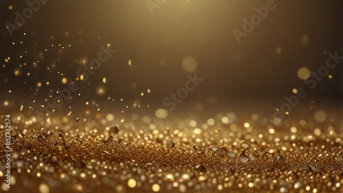 Abstract glittering gold background with shiny glossy sparkles. Gold particles and sequins and light bokeh © AsPor