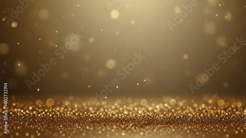 Abstract glittering gold background with shiny glossy sparkles. Gold particles and sequins and light bokeh photo