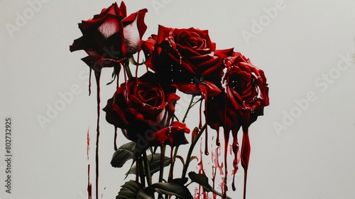 bloody red rose petals