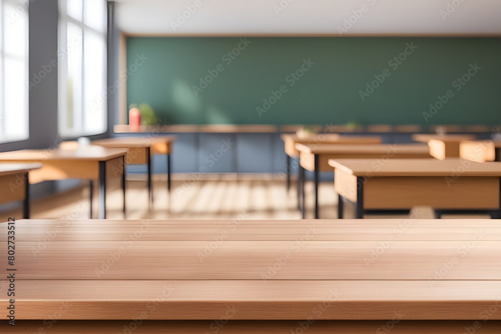 Obraz premium empty wooden desk in classroom
