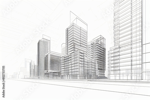 Urban architecture concept design sketch  depicting futuristic urban architecture