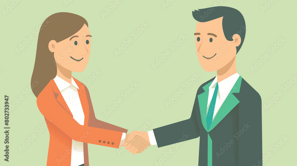 minimalistic design of a man and woman shaking hands