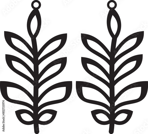 Laser cut earrings silhouette. Decorative floral earrings silhouette, laser cut template design