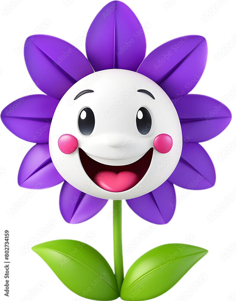 Naklejka premium Cute bellflower with a happy face. 