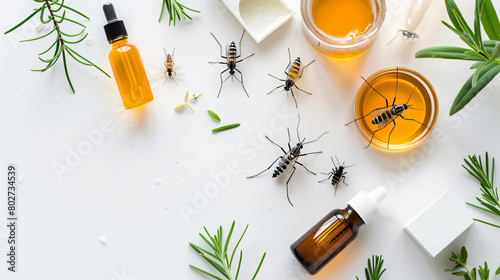 Mosquito repellent products on white background photo