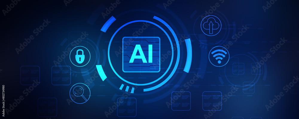 Obraz premium 2d illustration Artificial Intelligence (AI) concept