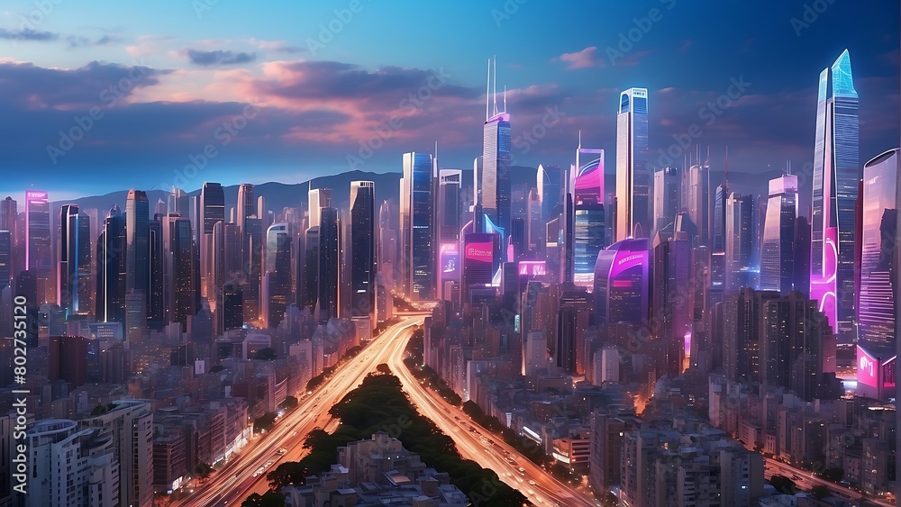 Obraz premium Urban Pulse A Vibrant Cityscape from Above