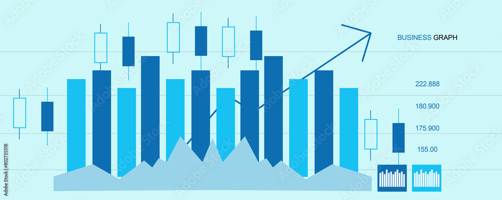 Fototapeta premium 2d illustration Stock market online business concept. business Graph
