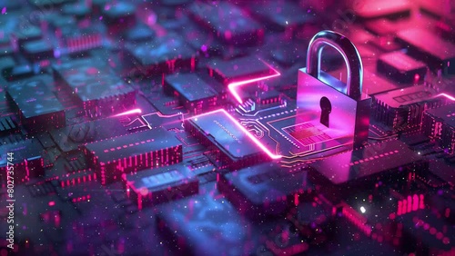 ethical hacking concept 3d illustration. seamless looping overlay 4k virtual video animation background photo