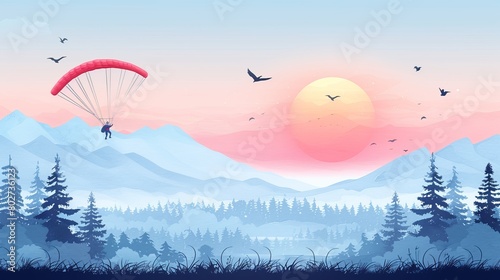 Parachutist in free fall at sunset thrilling extreme sport lifestyle with stunning twilight sky