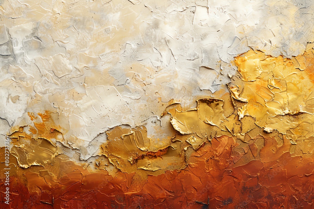 Abstract rough texture blending from a bright white to a rich gold and deep orange, creating a warm, aged effect