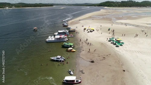 Aerial view of sandbank at the mouth of the Formoso River, Guadalupe Beach - destination for catamaran tours leaving from Carneiros Beach - Sirinhaém, Pernambuco, Brazil photo