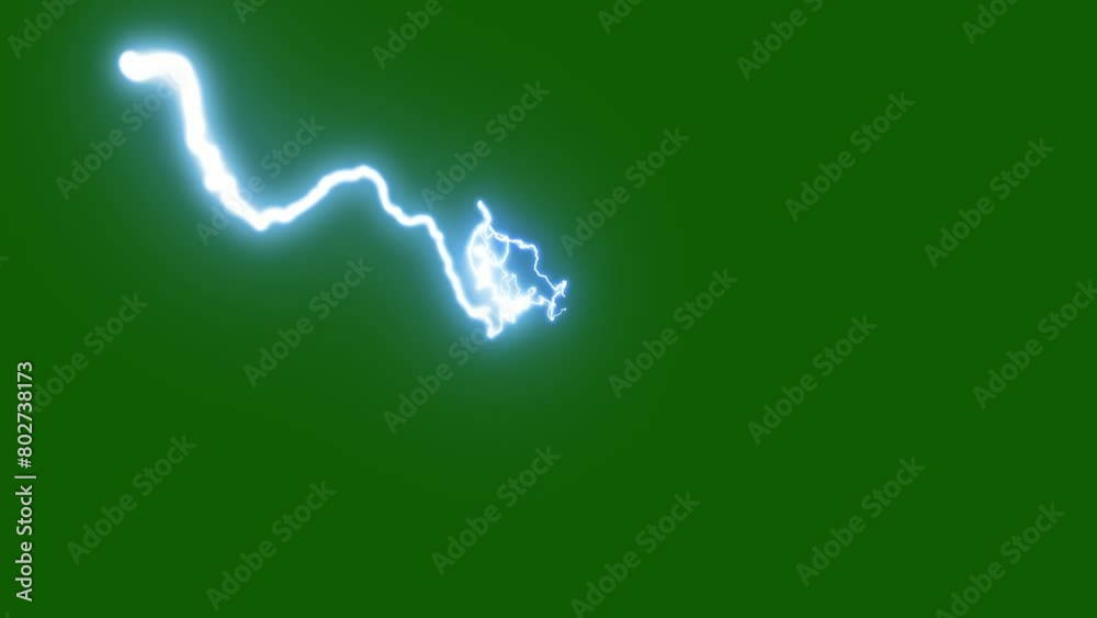 green screen lightning animation. Electric sparks shoot out from the center