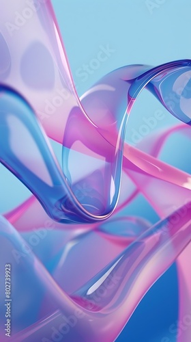 Soothing Blue Aesthetic: Smooth Curves, Vray Tracing, Pink and Light Purple Accents