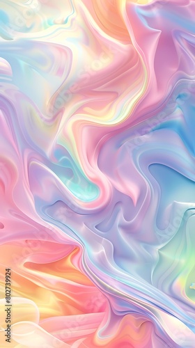Soft Pastel Background: Holographic Style, Vivid Colors, Rounded Forms, Limited Palette