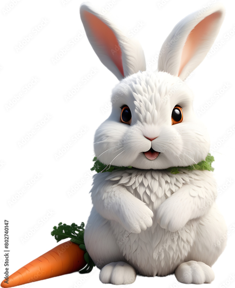 Obraz premium A fluffy white bunny with floppy ears. 