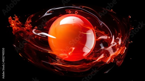 Highspeed photography of a bouncing ball captured at the point of impact demonstrating principles of motion and energy transfer
