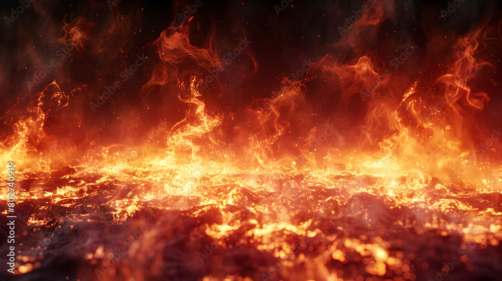 Obraz premium Hellfire Consumes the Damned in a Cinematic Depiction of Eternal Damnation