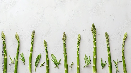 Asparagus on white background with copy space, top view © trimiati
