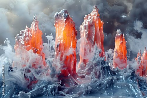 Majestic Hydrothermal Vents Erupting with Superheated Fluids and Bizarre Chemosynthetic Life photo