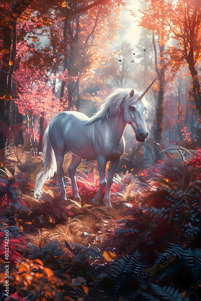 Mystical Unicorn Guiding Lost Travelers Through the Enchanted Forest with Its Ethereal Glow in Stunning Watercolor Artwork Mystical Unicorn Guiding Lost Travelers Through the Enchanted Forest with Its Ethereal Glow in Stunning Watercolor Artwork