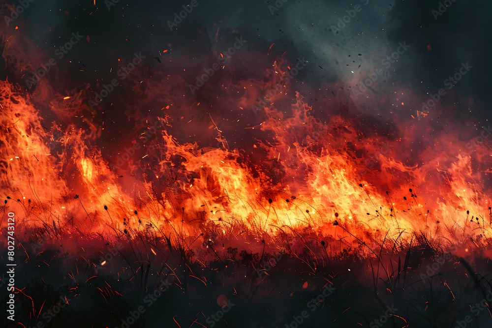 Raging Wildfire Threatening to Consume the Land in Cinematic Photographic Rendering Raging Wildfire Threatening to Consume the Land in Cinematic Photographic Rendering