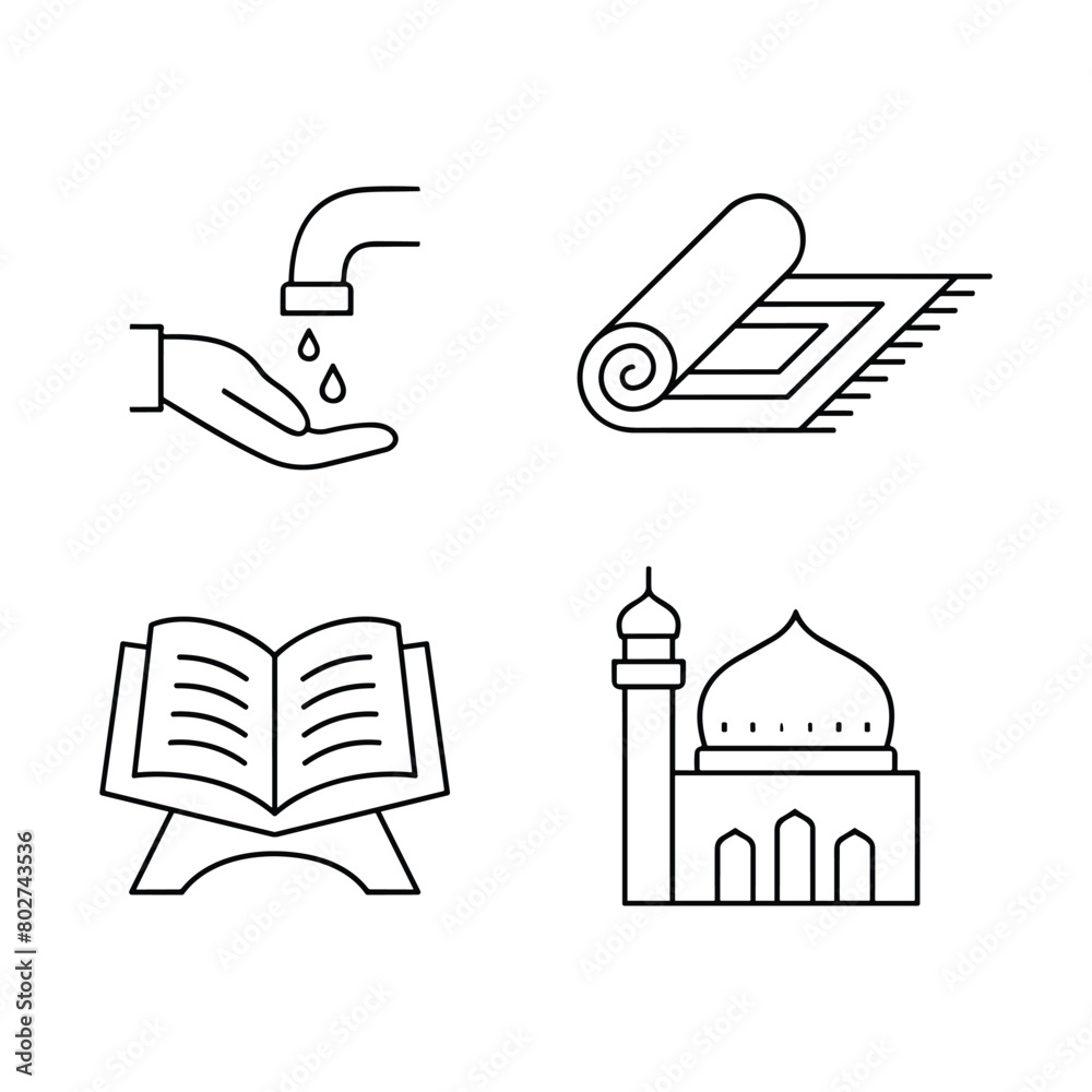 Islamic icons, such as mosque, quran, carpet, ramadan and more. Islamic icons, such as mosque, quran, carpet, ramadan and more.